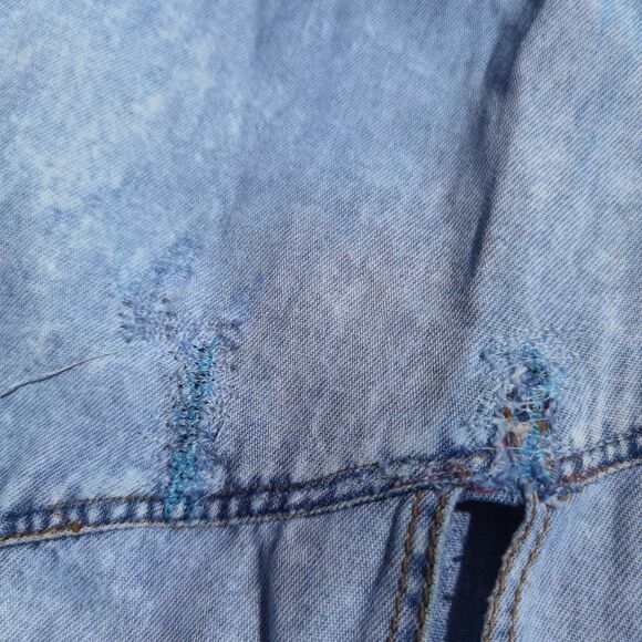 80s Super Soft Denim Maxi Dress Shoulder Pads 90s Vintage - Picture 4 of 6